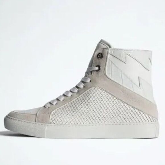 NIB Zadig & Voltaire High Flash Keith Leather Sneaker in White size 38 - Picture 2 of 11